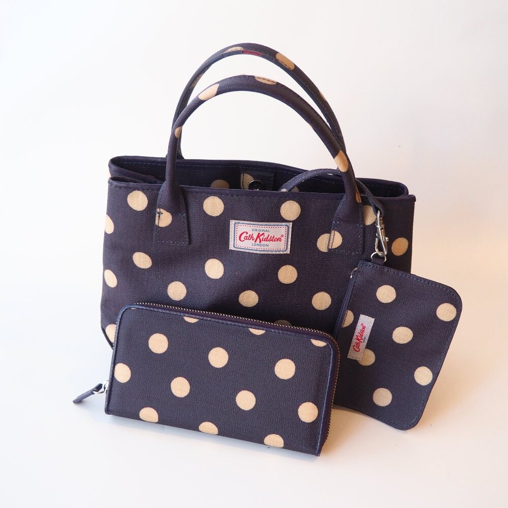 Cath Kidston Purple Polka Dot Purse with Wallet and Card Holder